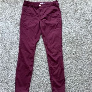 Maroon skinny jeans